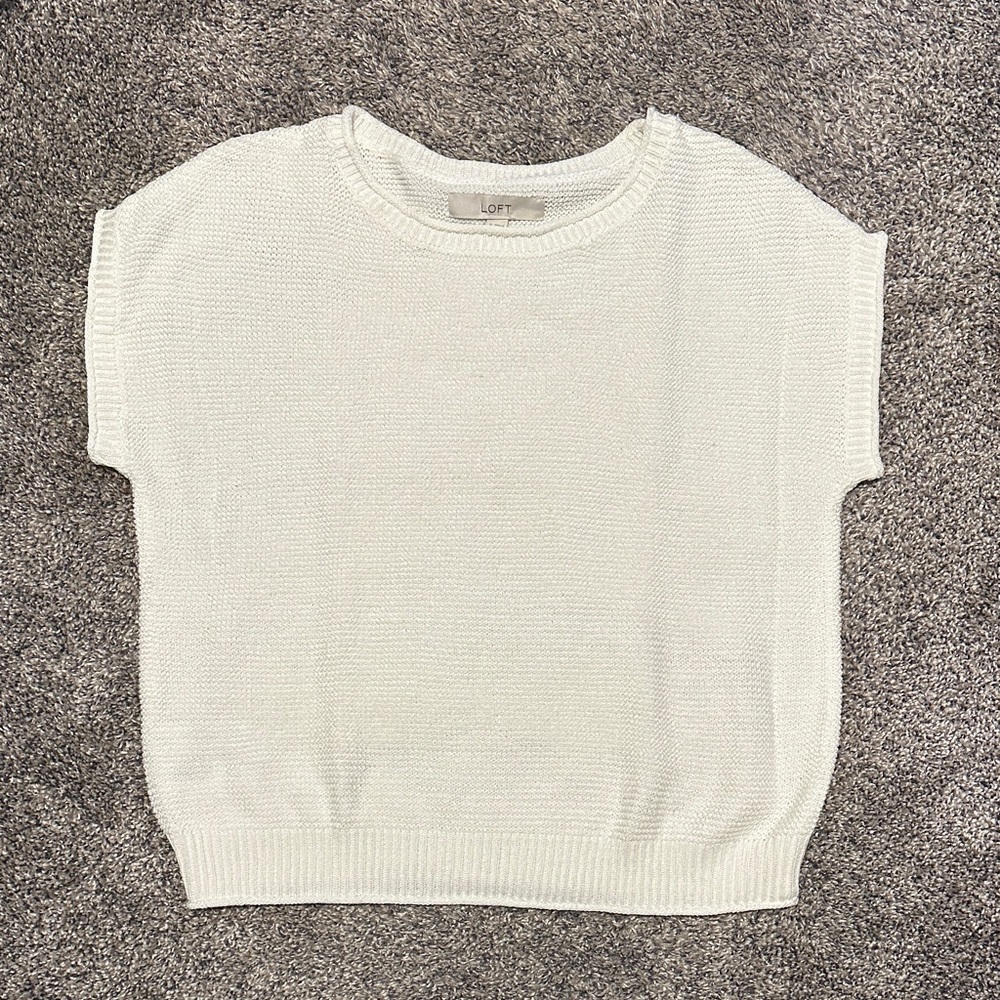 LOF Women's Elegant White Crew Neck Sweater